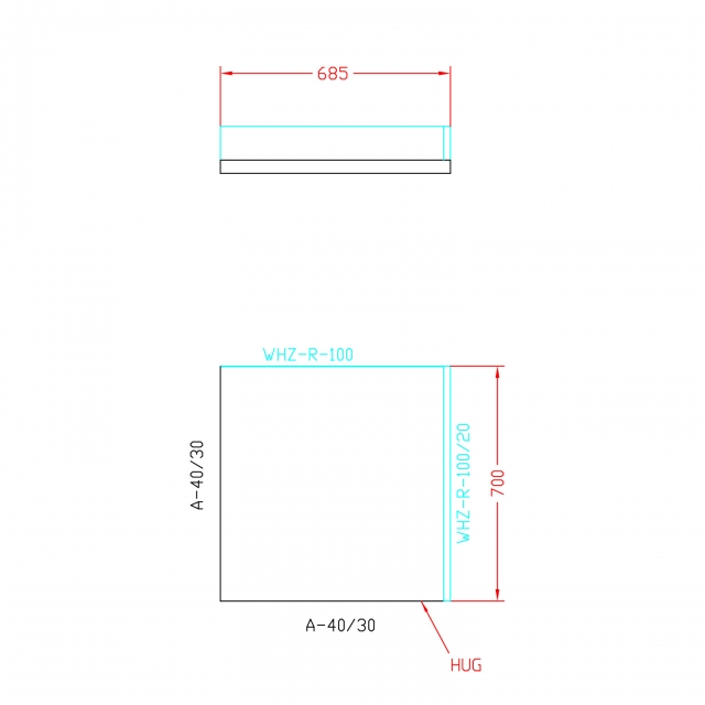 Abdeckung, 700 x 685 x 40 mm