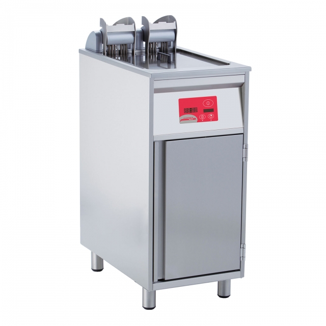 Fritteuse Hugifrit VX41 P, mit Pumpe, Rollen, Lift